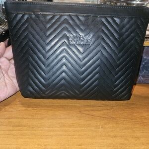 GUESS Black Quilted Women Clutch Or Toiletry
